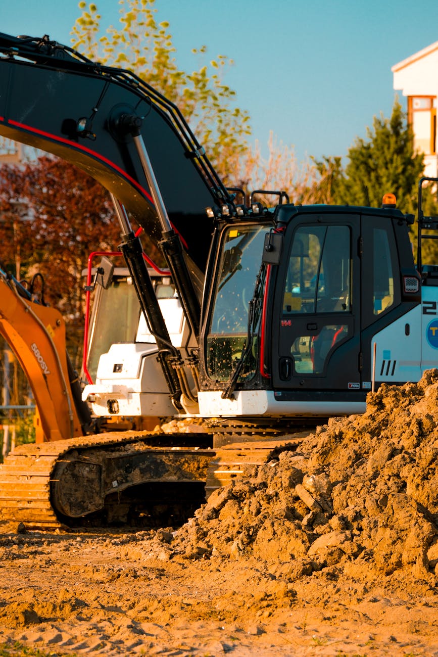 heavy construction site with excavator